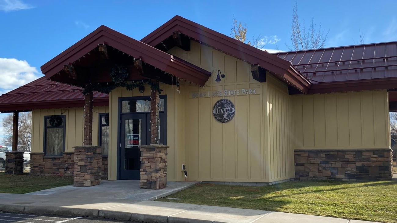The front of the Bear Lake State Park Visitor Center in St. Charles, Idaho.