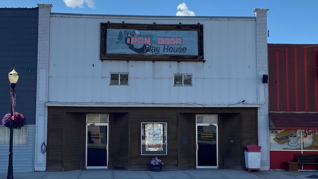 Front view of the Iron Door Playhouse in Malad City, Idaho.