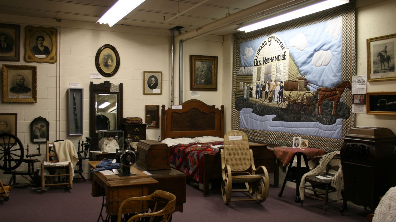 Interior of the Rails and Trails Museum in Montpelier, Idaho.