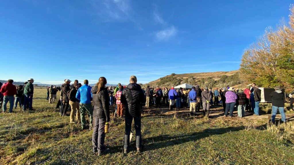 Crowd of volunteers at the Bear River Massacre Site in Franklin, Idaho. 